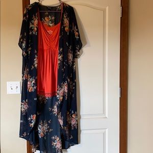 Torrid navy duster cardigan with soft tank